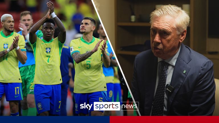 Newly appointed Brazil head coach Carlo Ancelotti speaks to Sky Sports about the potential systems the team can play as they look to end a 24 year spell without winning the World Cup. 