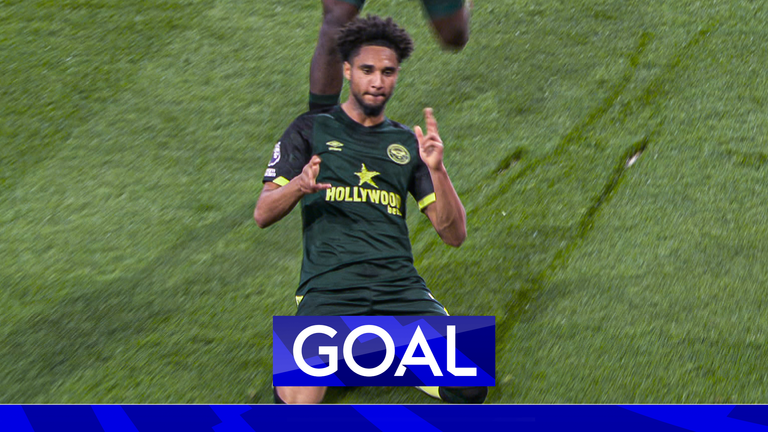 Brentford's Schade scores the opener.