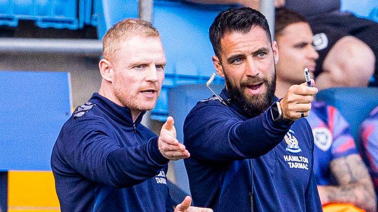 Chris Burke (L) and Craig Clark (R), who took charge of Kilmarnock's final game of the season, will remain part of the first-team coaching staff