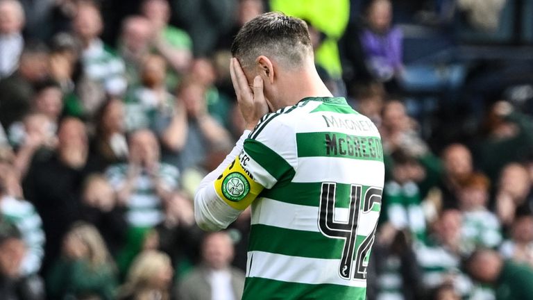 Celtic's Callum McGregor looks dejected after missing a penalty in the shootout