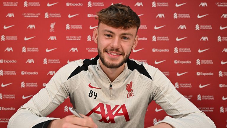 Conor Bradley has signed a new Liverpool contract. Image source: Liverpool