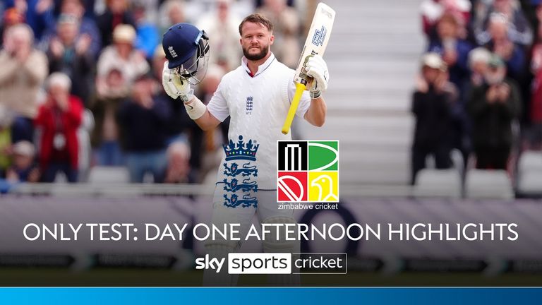 Highlights of the afternoon session of day one of the one-off Test between England and Zimbabwe.