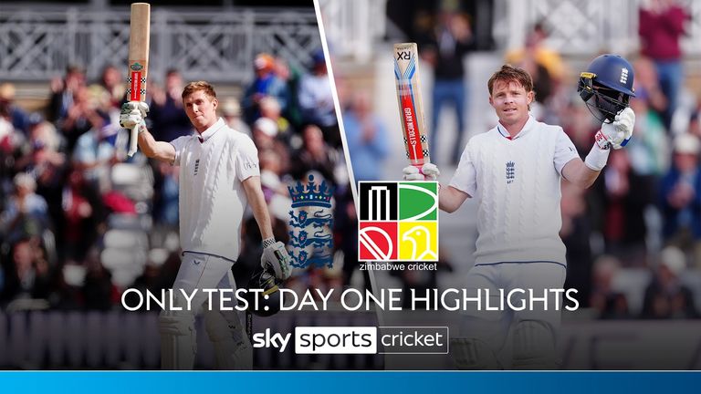 Highlights of day one of the one-off Test between England and Zimbabwe.