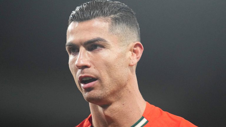 March 23 2025: Cristiano Ronaldo of Portugal looks on during a UEFA Nations League game, Portugal vs Denmark, at Jos.... Alvalade Stadium, Lissabon, Portugal. Ulrik Pedersen/CSM (Credit Image: .. Ulrik Pedersen/Cal Sport Media) (Cal Sport Media via AP Images)