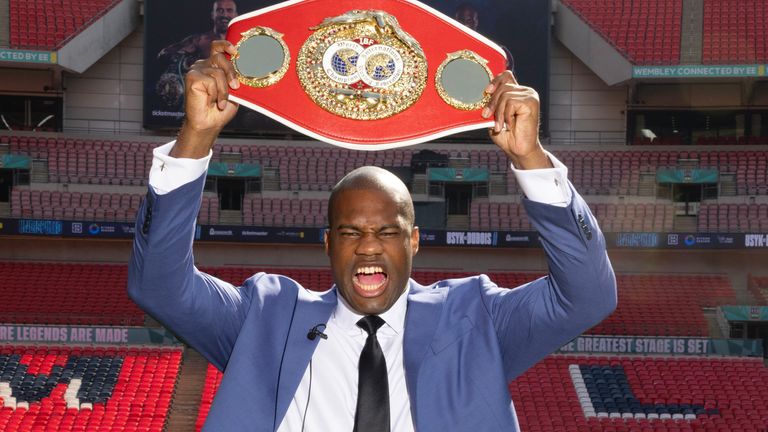 Daniel Dubois holds the IBF heavyweight title aloft (Photo: Queensberry Promotions)