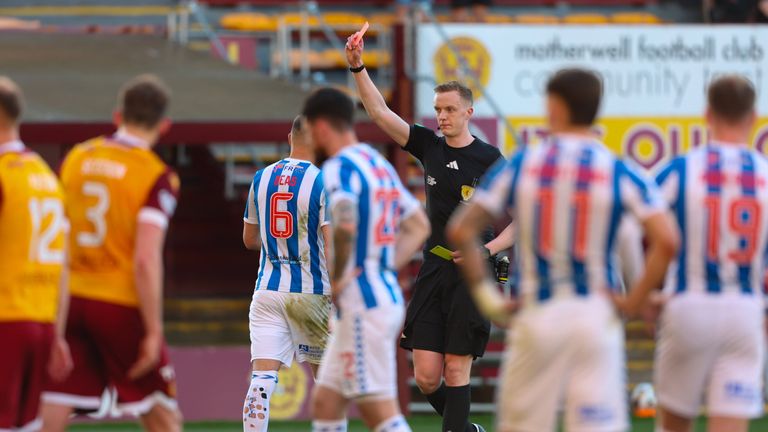 Kilmarnock's Robbie Deas was sent off at Fir Park