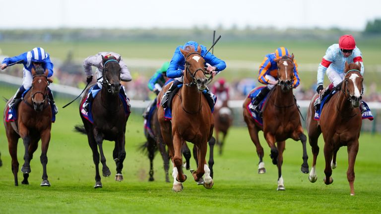 Desert Flower wins the 1,000 Guineas at Newmarket