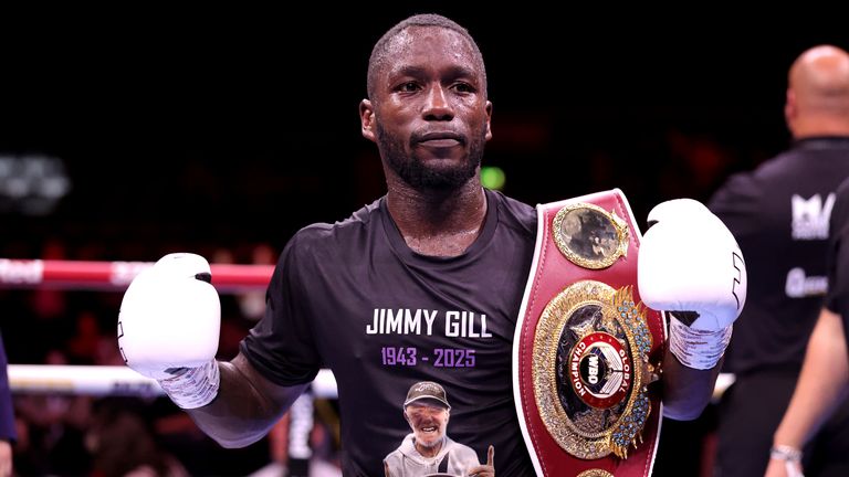 Ekow Essuman celebrates following victory against Josh Taylor (not pictured) in the WBO Global Welterweight bout at the OVO Hydro, Glasgow. Picture date: Saturday May 24, 2025.