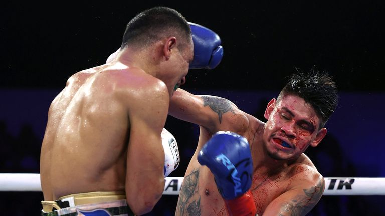 Emanuel Navarrete retained his WBO super-featherweight title against Charly Suarez with a unanimous technical decision.