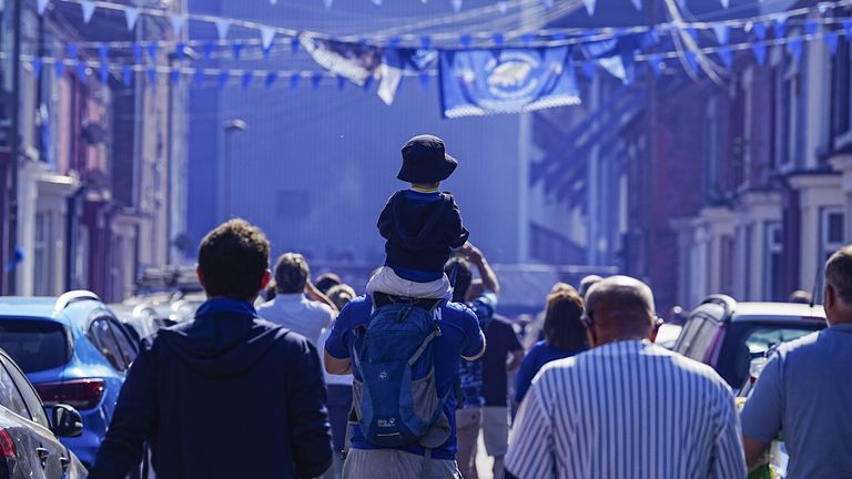 Everton men's squad play their final game at Goodison Park