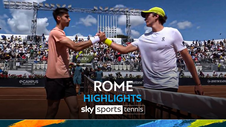 Fabian Marozsan shakes hands with Joao Fonseca in Rome