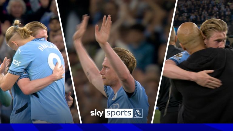 Kevin de Bruyne was given a fitting send-off from the Manchester City fans after being substituted in his final home game for the club.