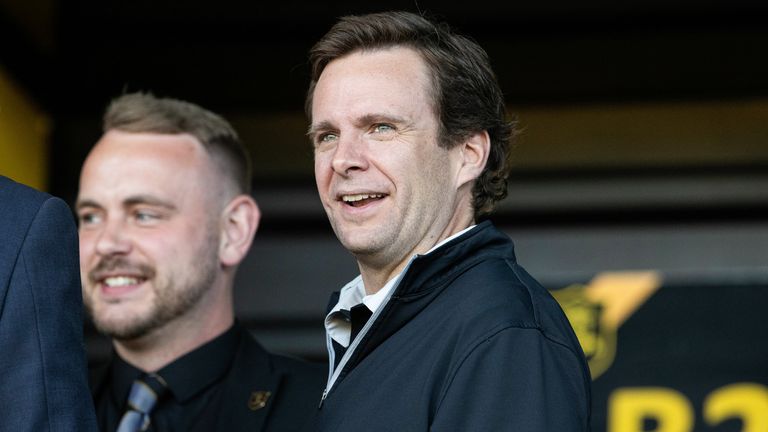 LIVINGSTON, SCOTLAND - MAY 16: Livingston Chairman and Majority Shareholder Calvin Ford during a William Hill Premiership Play-Off Semi-Final Second Leg match between Livingston and Partick Thistle at the Home of the Set Fare Arena, on May 16, 2025, in Livingston, Scotland. (Photo by Alan Harvey / SNS Group)