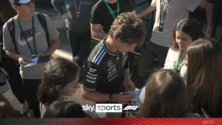 Watch the wholesome moment Kimi Antonelli brought all of his classmates to the Emilia-Romagna Grand Prix to celebrate his first home race with Mercedes.