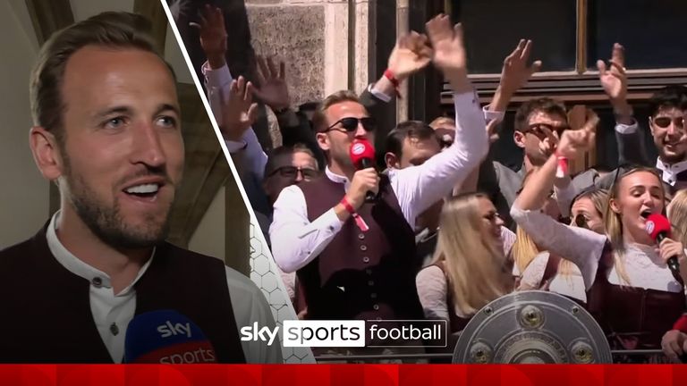 Harry Kane and Georgia Stanway both jump on the mic to give a little karaoke version of Neil Diamond's 'Sweet Caroline' as they celebrate winning their respective league titles.