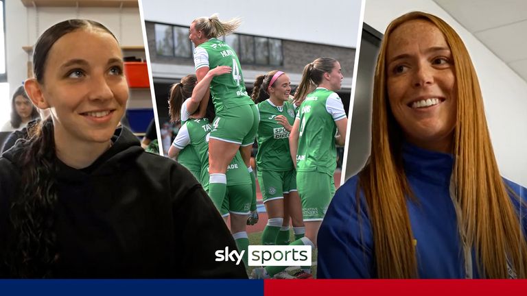 Hibernian's Ellis Notley and Jess Ramsay