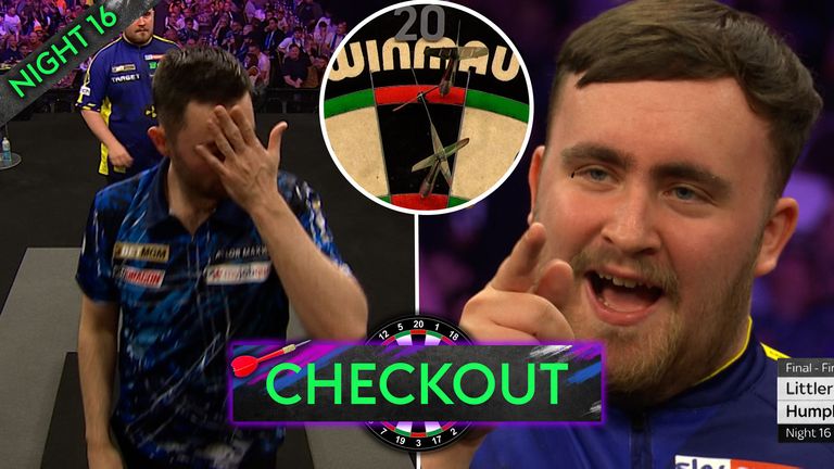 Luke Humphries attempts to hit a 120 finish but busts, only to get another shot after Luke Littler fails to checkout, returning to the oche to finish the job. 