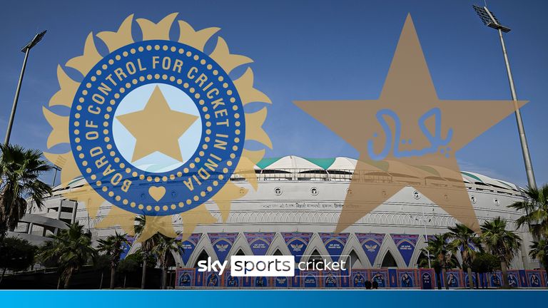 India and Pakistan cricket badegs over Atal Bihari Vajpayee Ekana Cricket Stadium