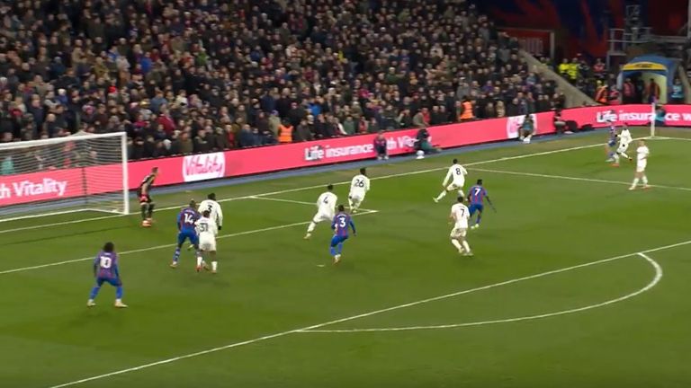 Ismaila Sarr waits in the box as Crystal Palace make it four against Aston Villa