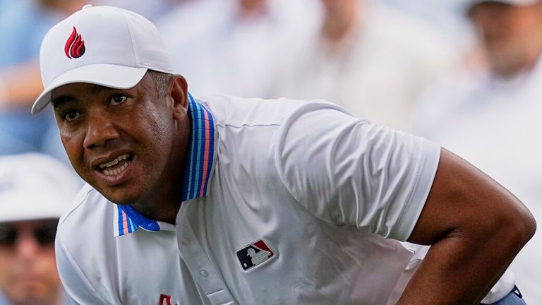 Jhonattan Vegas, of Venezuela, hits from the rough on the seventh hole during the second round of the PGA Championship golf tournament at the Quail Hollow Club, Friday, May 16, 2025, in Charlotte, N.C. (AP Photo/David J. Phillip) 