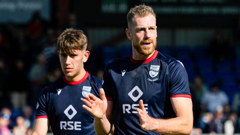 Ross County's Jordan White (R) and Dylan Smith at full-time after the draw with Motherwell