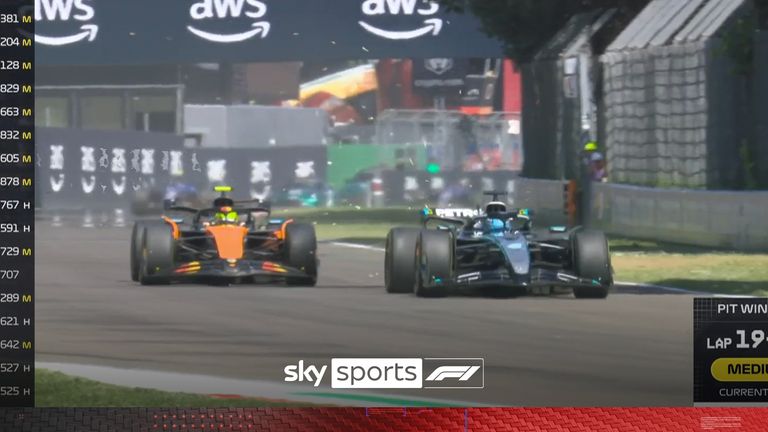 Lando Norris finally moves on George Russell into third after a fierce battle during the Emilia Romagna Grand Prix.