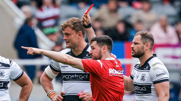 Knight was red carded seconds from half-time, just moments after his team-mate Sam Eseh had been shown yellow