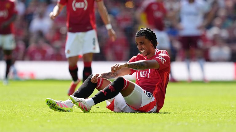 Leny Yoro is one of three key defenders missing in training for Manchester United