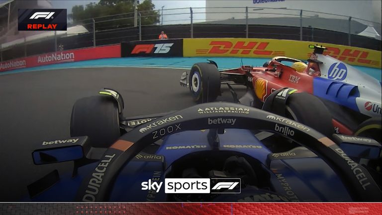 Carlos Sainz is under investigation for this late lunge on Lewis Hamilton at the Miami Grand Prix.