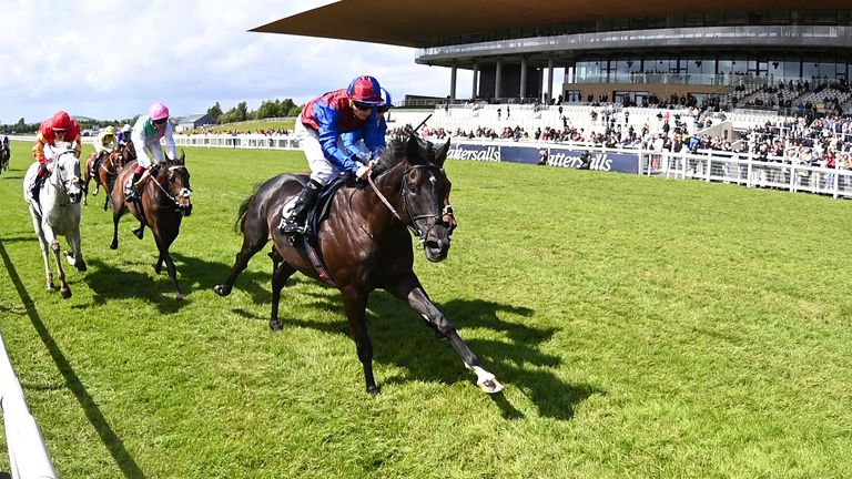 Los Angeles and Ryan Moore beats Anmaat (Jim Crowley), Kalpana and White Birch for owners Coolmore and trainer Aidan O'Brien..Healy Racing