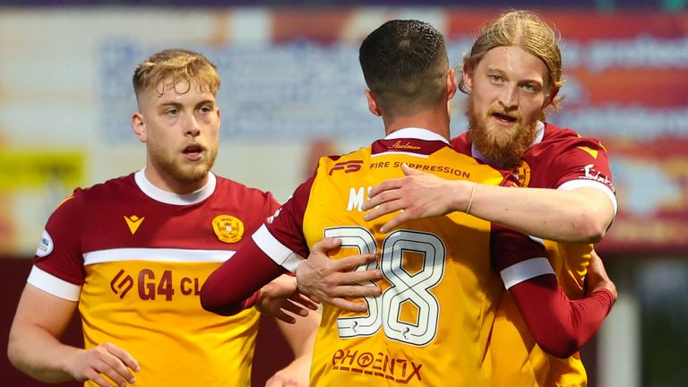 Motherwell's Luke Armstrong (R) scored a double against Kilmarnock