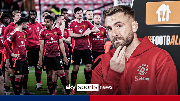 Luke Shaw reacts to Man Utd defeat.