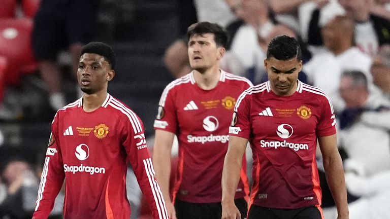 Man Utd players during the Europa League loss to Tottenham