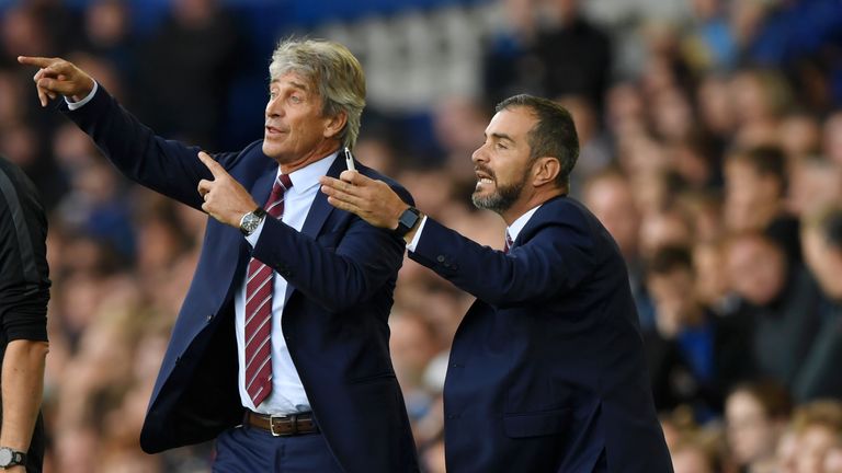 Maresca (right) was Manuel Pellegrini's assistant at West Ham