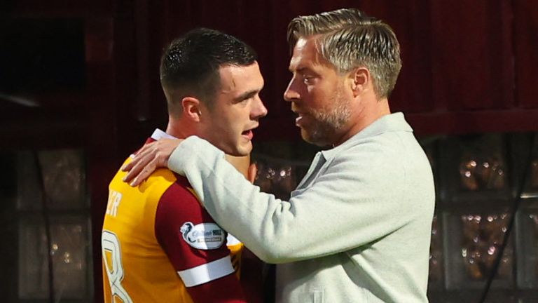 Motherwell's Lennon Miller and Manager Michael Wimmer 