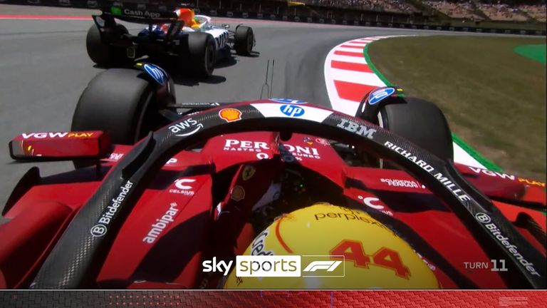 Ferrari's Lewis Hamilton almost collided into Isack Hadjar during P1 at the Spanish Grand Prix.