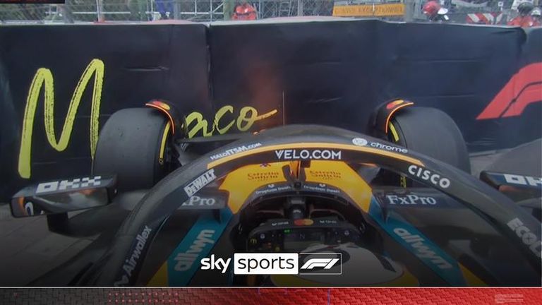 McLaren's Oscar Piastri crashed into the wall as the red flag was issued for a second time during P2 in Monaco.