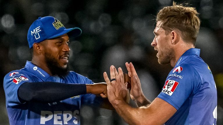 England's Chris Jordan (left) and David Willey (right) play for Multan Sultans in the PSL