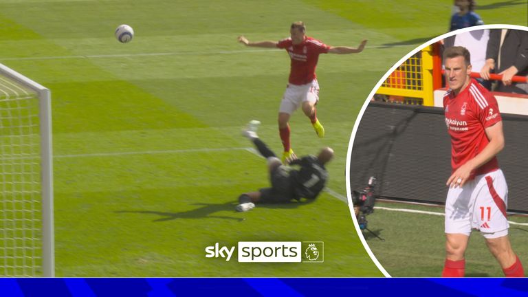 Chris Wood fires over the crossbar.