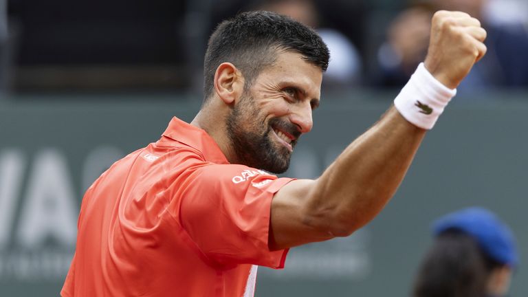 Novak Djokovic picked up his first win on clay this season 