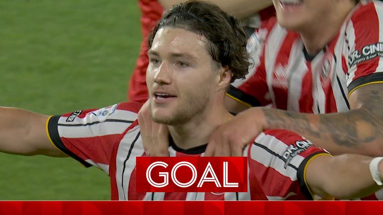 Sheff Utd's O'Hare scores the third in the playoff semi