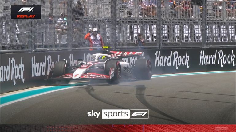 Ollie Bearman span and hit the wall, causing a red flag during practice one of the Miami Grand Prix.