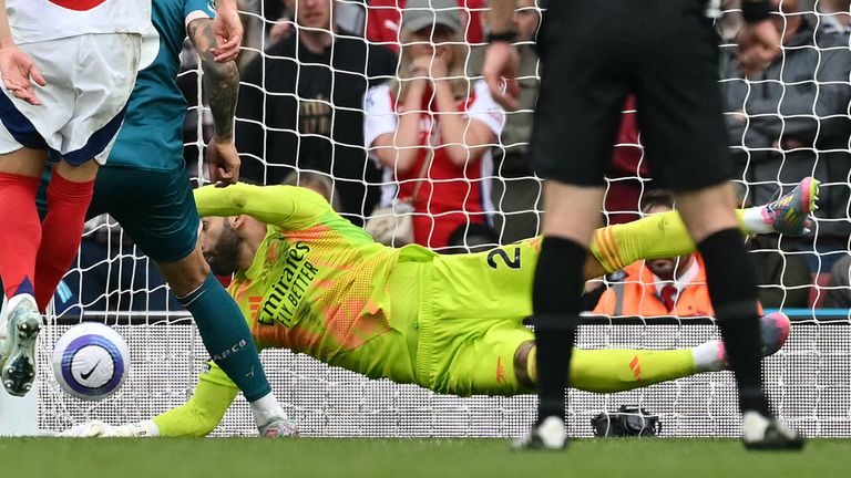 David Raya can't stop Dean Huijsen's header as Bournemouth equalise at the Emirates