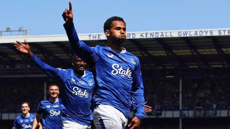 Iliman Ndiaye celebrates after giving Everton an early lead against Southampton