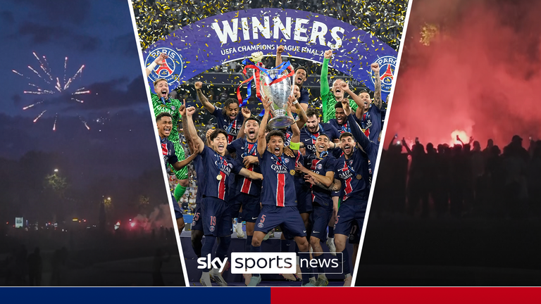 PSG fans react to Champions League triumph outside the Parc des Princes.