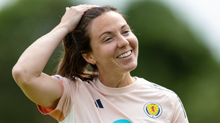 EDINBURGH, SCOTLAND - MAY 27: Rachel Corsie during a Scotland Women's National Team training session at the Oriam, on May 27, 2025, in Edinburgh, Scotland. (Photo by Ewan Bootman / SNS Group)