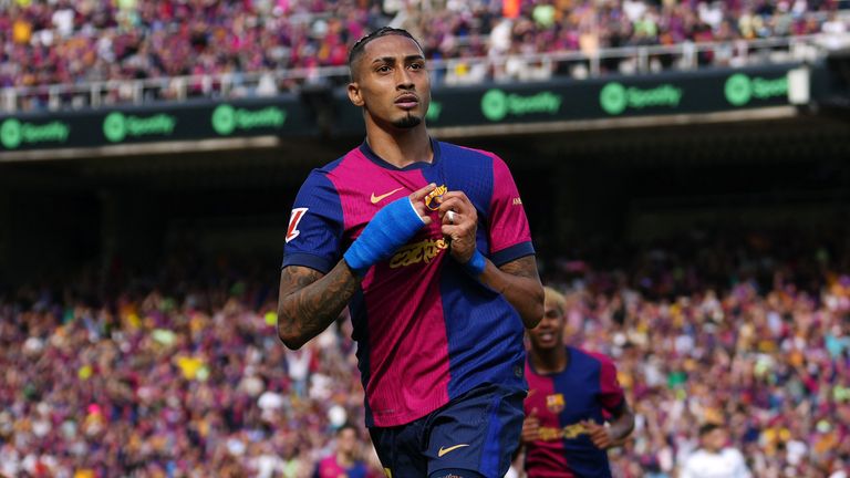 Raphinha scored twice to give Barcelona the lead against Real Madrid