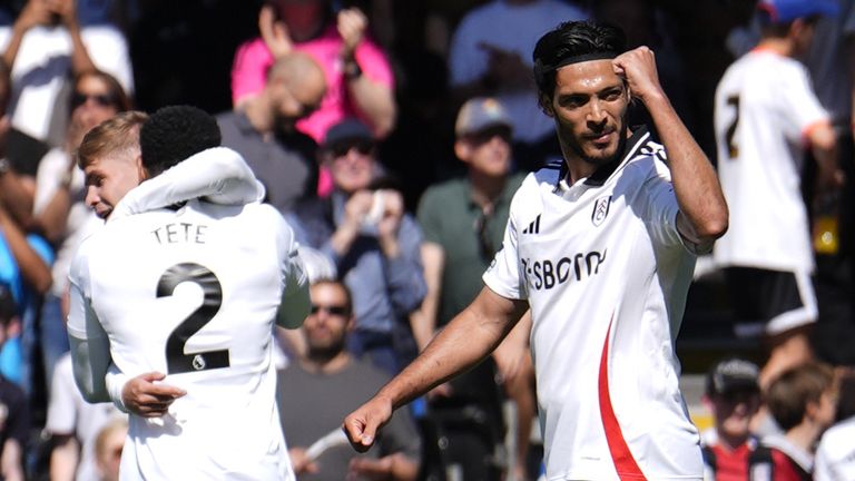 Raul Jimenez celebrates Fulham score