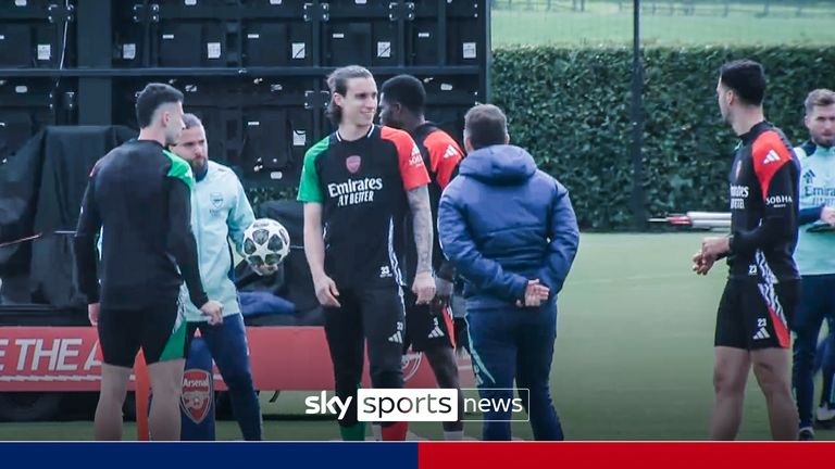 Riccardo Calafiori returns as Arsenal train ahead of huge clash with PSG