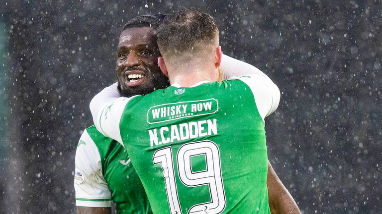 Hibernian's Rocky Bushiri (L) and Nicky Cadden are in Boyd & Sutton's team of the season